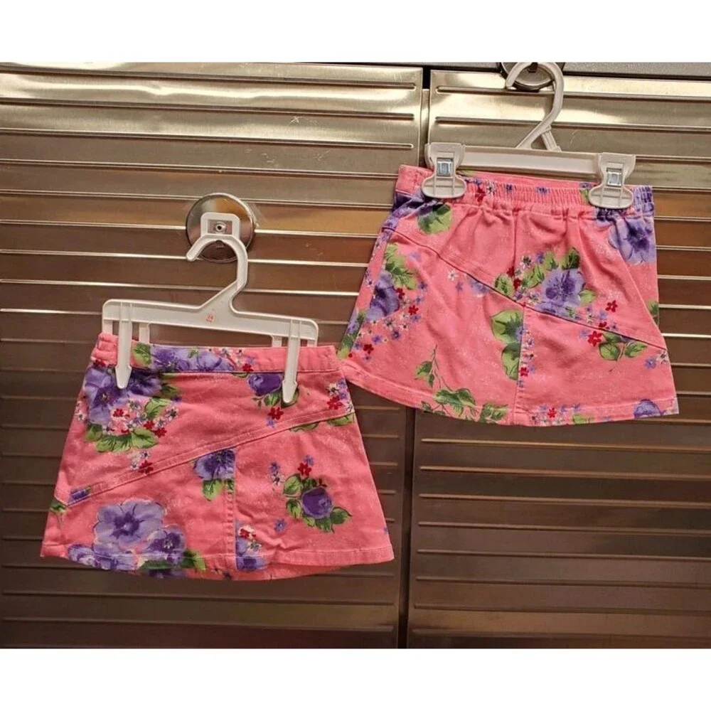 Twins! 2 Matching Floral Pink Skirts